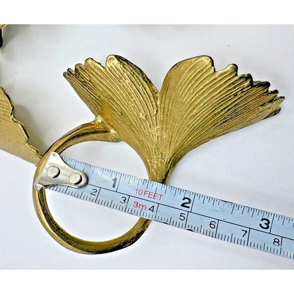 Vintage Set of 4 Brass Leaf Napkin Rings Used Not Polished - Picture 9 of 10